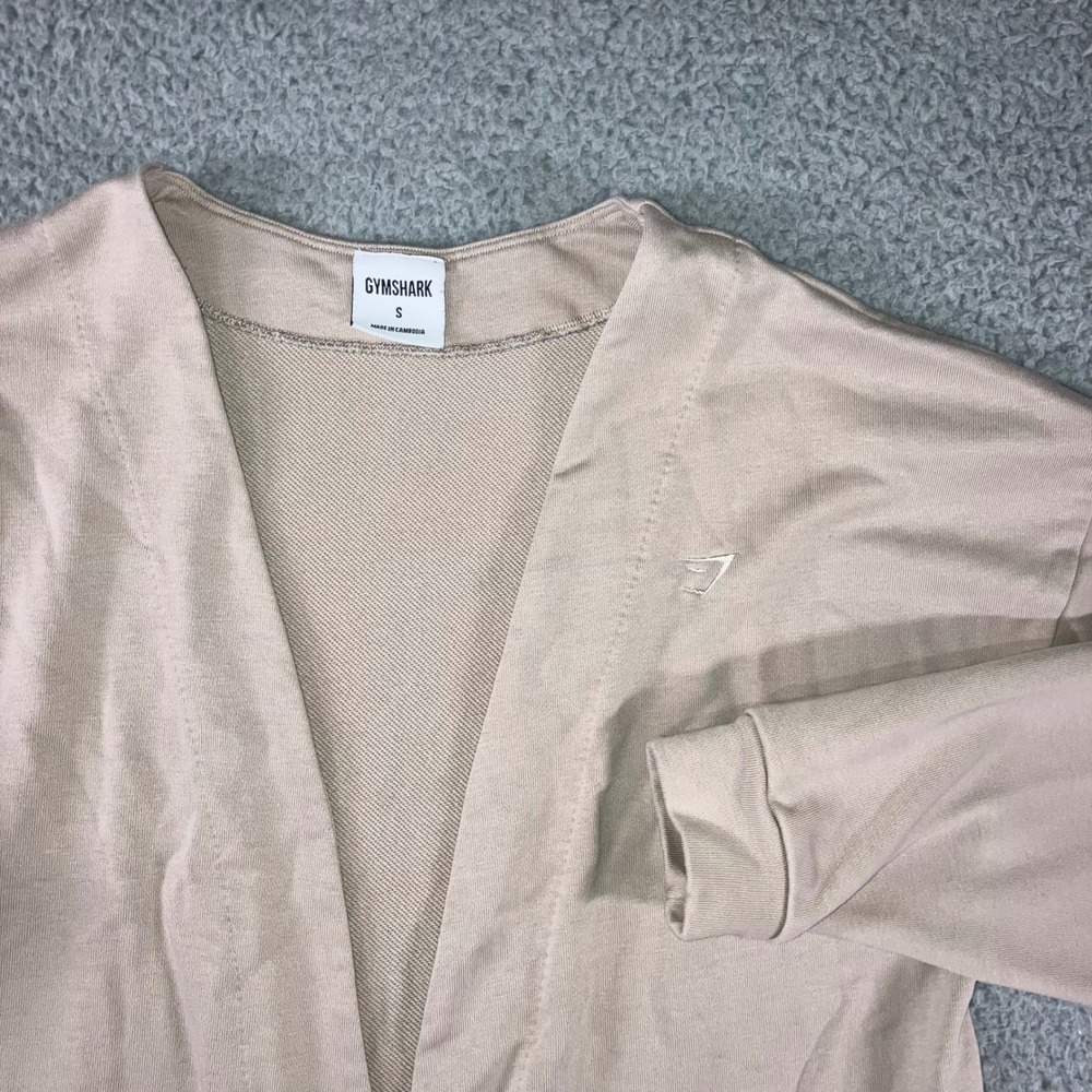 Gymshark x Whitney‎ Simmons V3 Cardigan Women S Tan Longline Open Front Rest Day